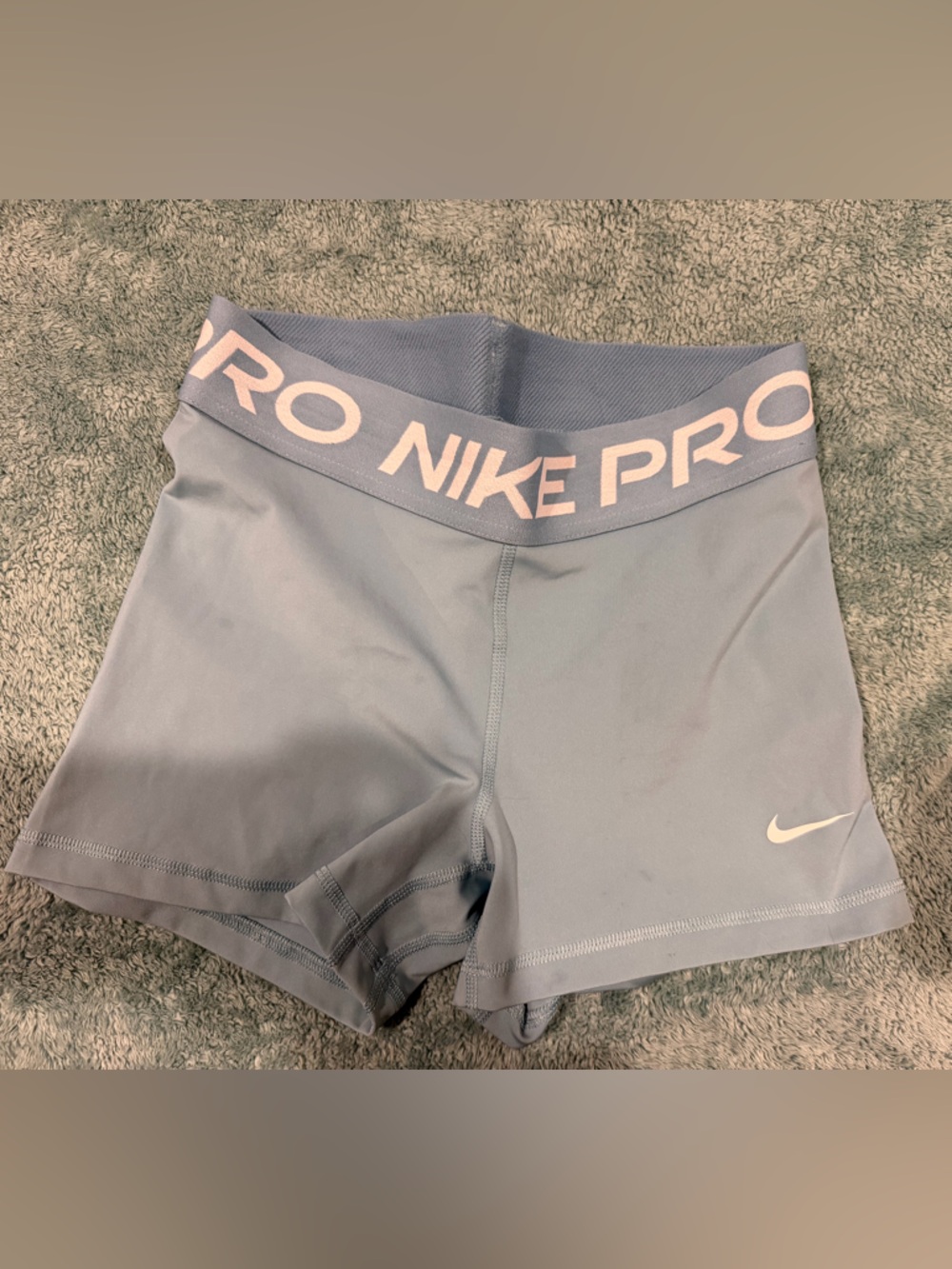 Nike Pro Women's Powder Blue Performance Shorts with White Logo
